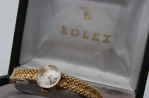 Rolex Bracelet Watch with Mesh Band & Faceted Crystal