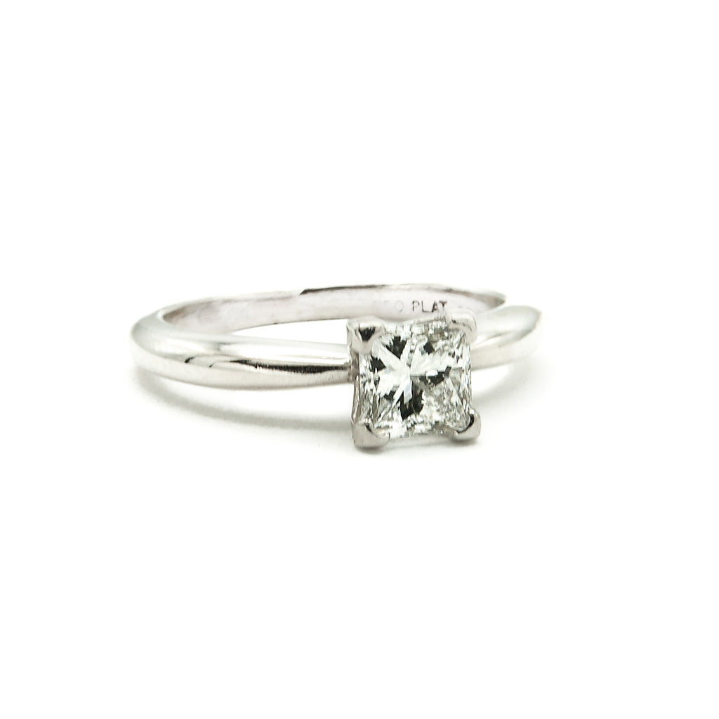 Handmade Platinum Solitaire Ring Prong Set with a Fine GIA Certified D-VS1 Princess Cut Natural Mined Diamond Weighing 68/100 Carat
