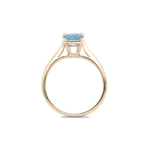 14 Karat Gold Emerald Cut Sky Blue Topaz Ring