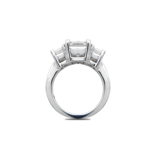 Handmade Platinum 3 Emerald Cut Diamond Ring