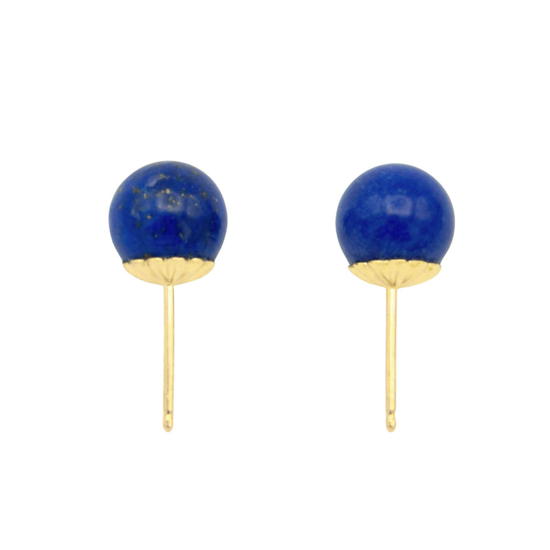 Natural Round Lapis Lazuli Stud Earrings