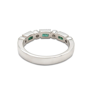 Platinum Baguette Emerald and Diamond Ring