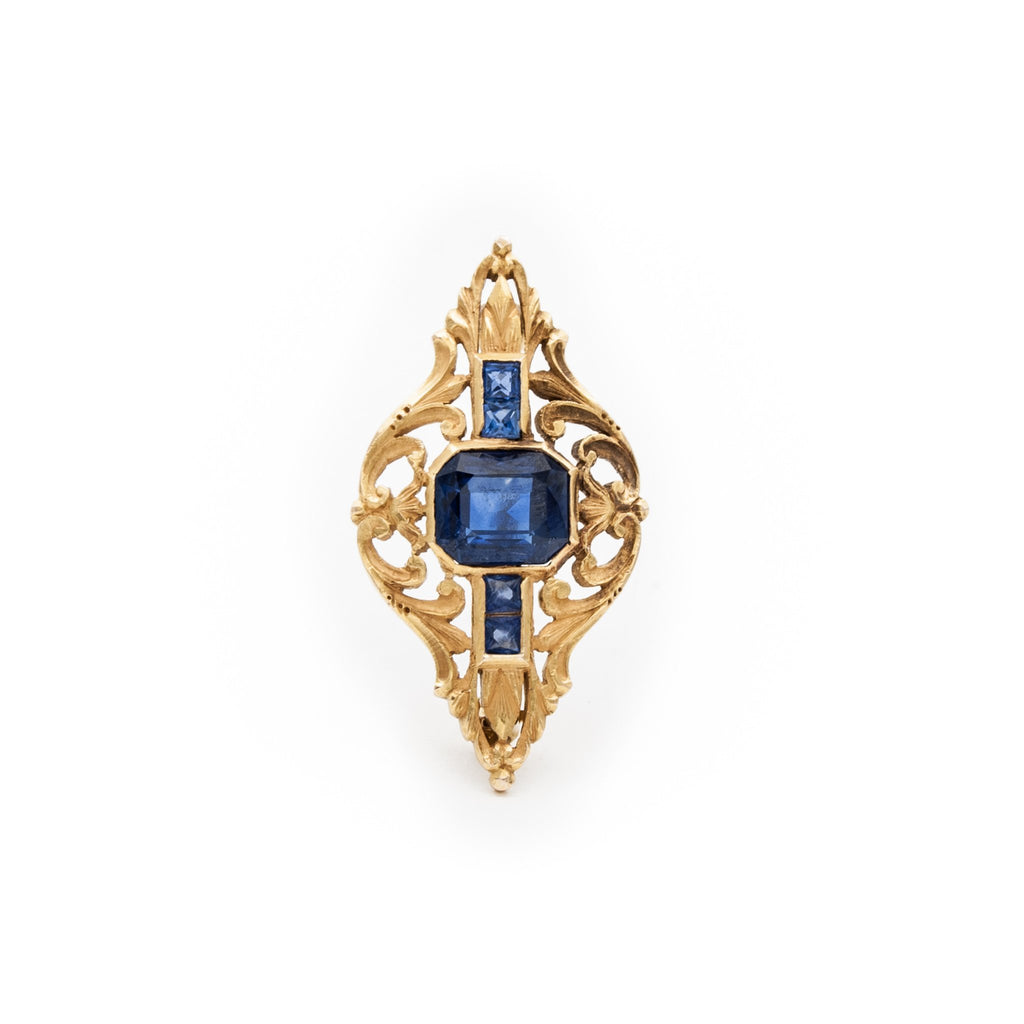 Engraved Sapphire Pendant Pin