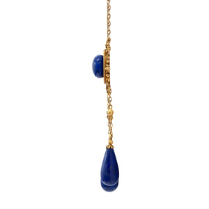 Antique 18 Karat Yellow Gold Lapis Lazuli Necklace