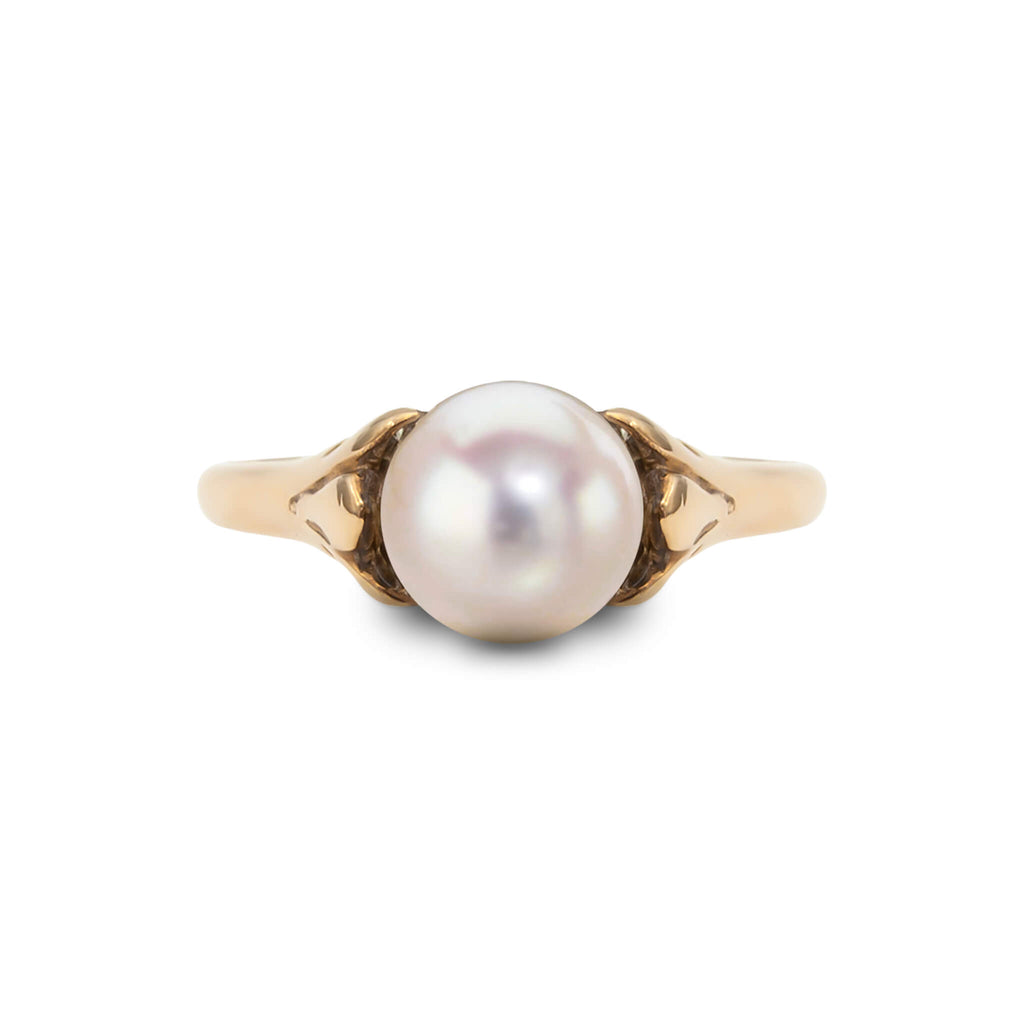 Vintage 10 Karat Yellow Gold Akoya Pearl Ring