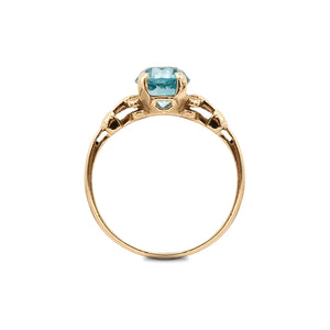 Vintage 10 Karat Yellow Gold Blue Zircon Ring