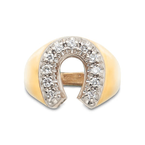Vintage 14 Karat Gold Diamond Horseshoe Ring