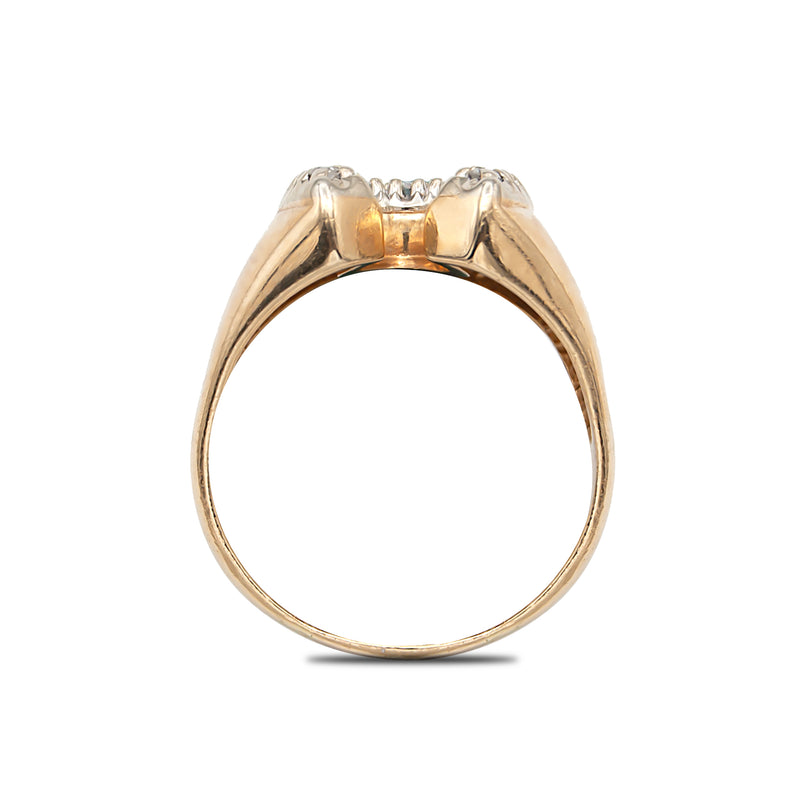 Vintage 14 Karat Gold Diamond Horseshoe Ring