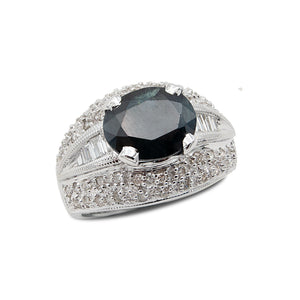 Vintage 14 Karat Gold Oval Sapphire and Diamond Ring