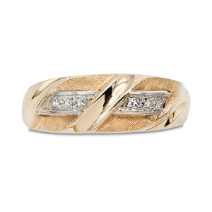 Vintage 14 Karat Gold Six Diamond Wedding Ring