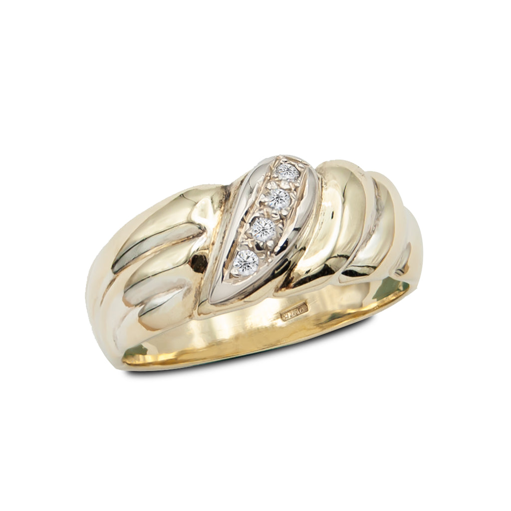 Vintage 14 Karat Two Tone Diamond Wedding Ring