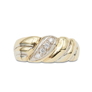 Vintage 14 Karat Two Tone Diamond Wedding Ring