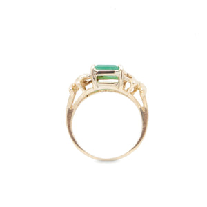Vintage 14 Karat Yellow Gold Open Work Emerald Ring
