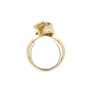 Vintage 18 Karat Yellow Gold Sculptural Emerald Ring