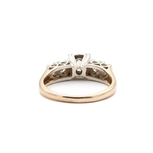 Vintage 5 Diamond 14 Karat Yellow and White Gold Engagement Ring