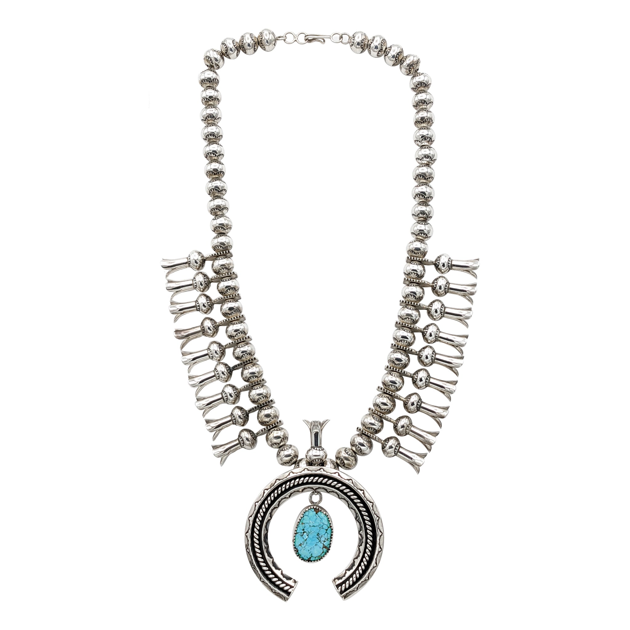 Native American (Navajo) silver and Torquise Squash Blossom Necklace :  r/whatsthisworth