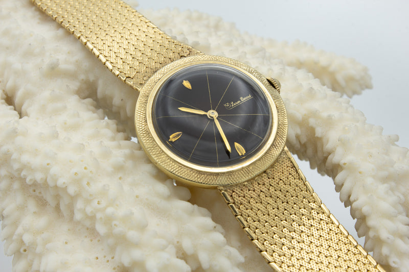 Lucien Piccard Gold Watch with Round Black Dial