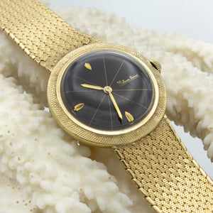 Lucien Piccard Gold Watch with Round Black Dial