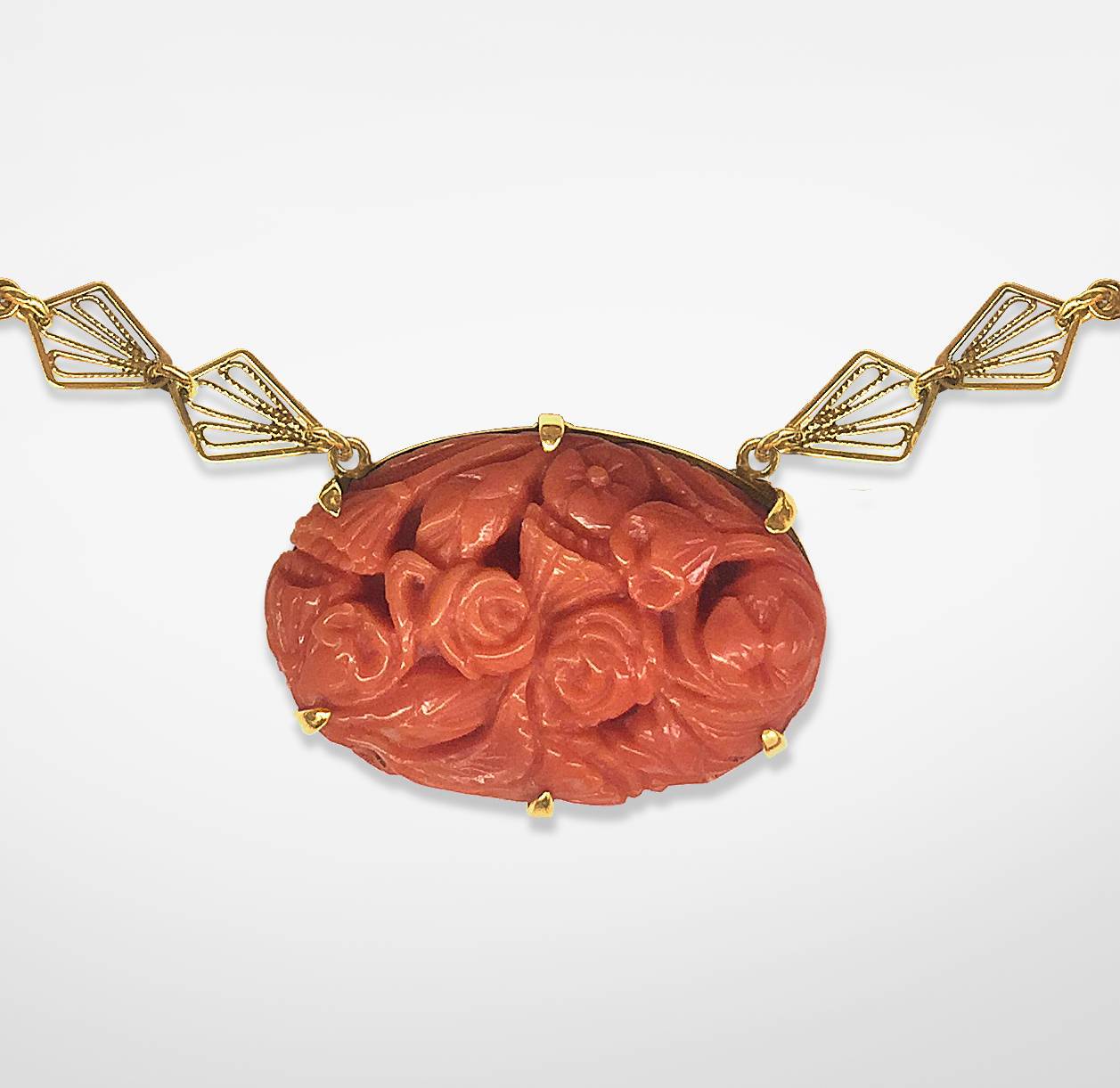 Antique Italian 18K & Carved Coral Bacchante Necklace – The Koven Court
