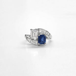 Sapphire and Diamond Bypass Ring