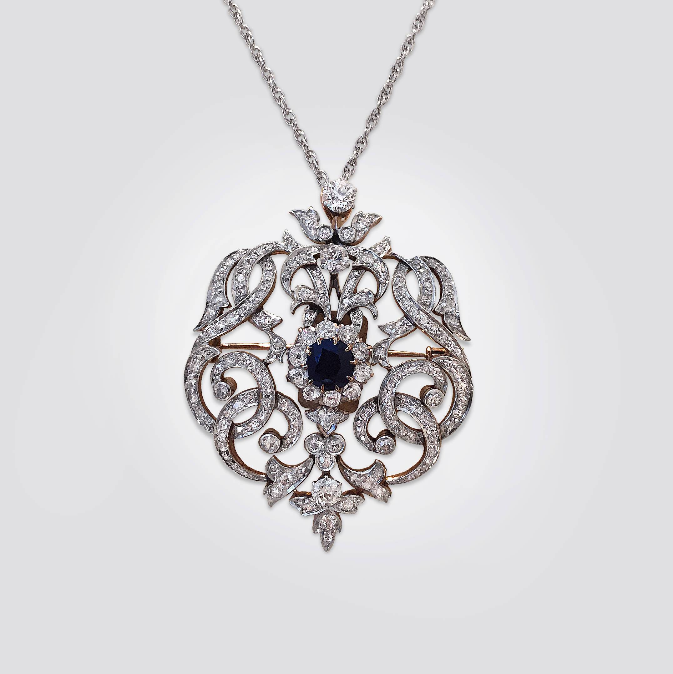 Art Deco Opal Diamond Pendant Necklace. on artnet