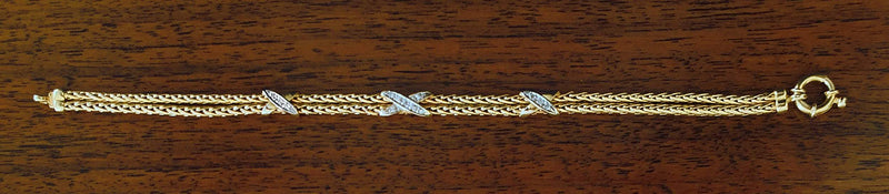 Double Chain Diamond "X" Overlay Bracelet