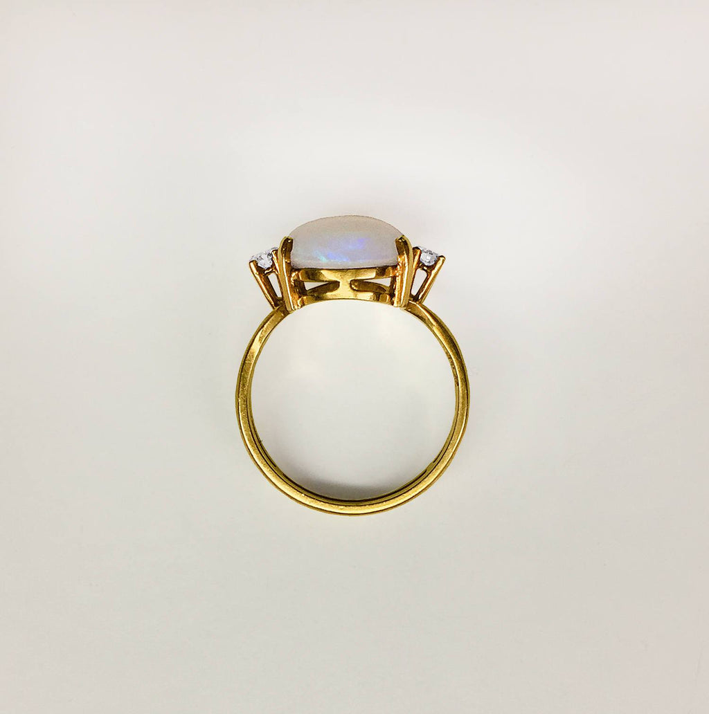 Oval Australian Opal and Diamond Ring
