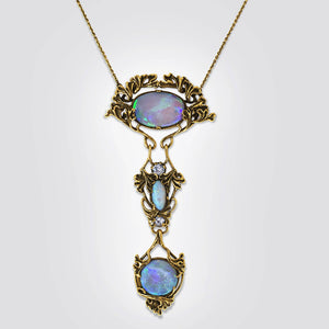 Walton & Co. Black Opal and Diamond Necklace
