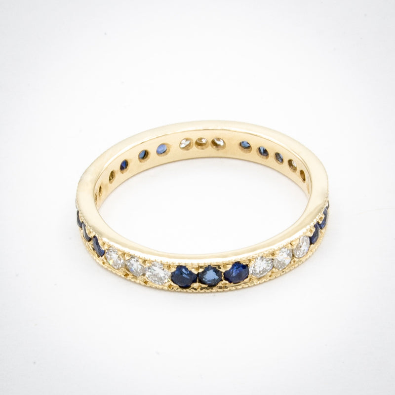 14 Karat Gold Sapphire and Diamond Eternity Ring