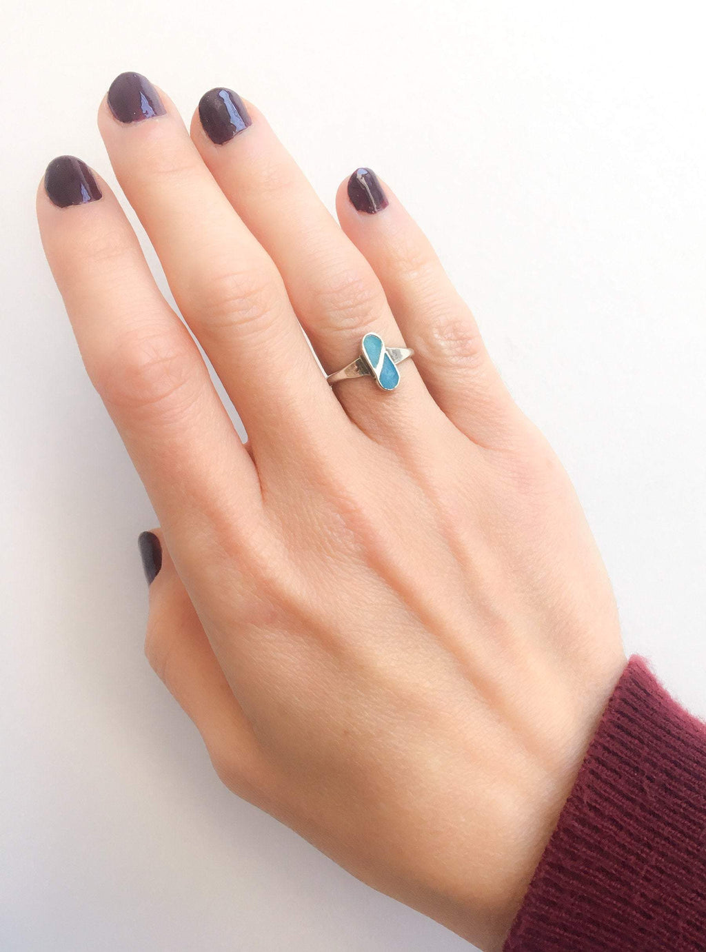 Inlaid Teardrop Turquoise Ring