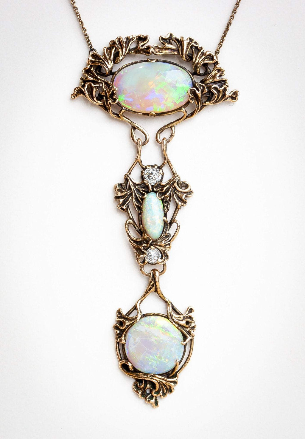 Walton & Co. Black Opal and Diamond Necklace