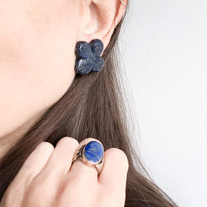 Lapis Lazuli Clover Stud Earrings