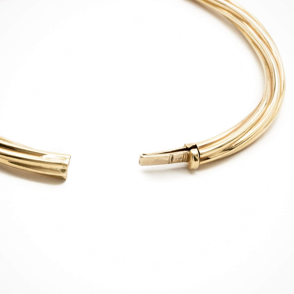 Twisted Strands of Gold Bangle with Double Lock Catch