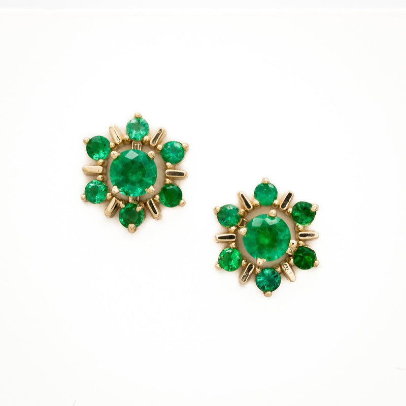 14 Karat Yellow Gold Emerald Earring Jackets