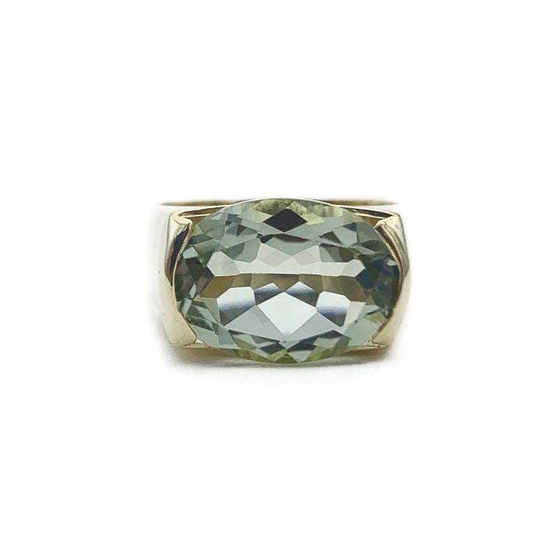 Oval Prasiolite Solitaire Ring
