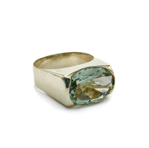 Oval Prasiolite Solitaire Ring