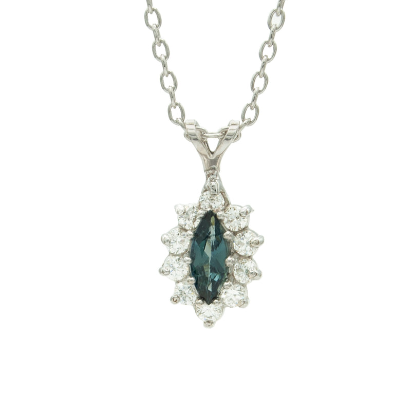 14 Karat Marquise Sapphire and Diamond Pendant