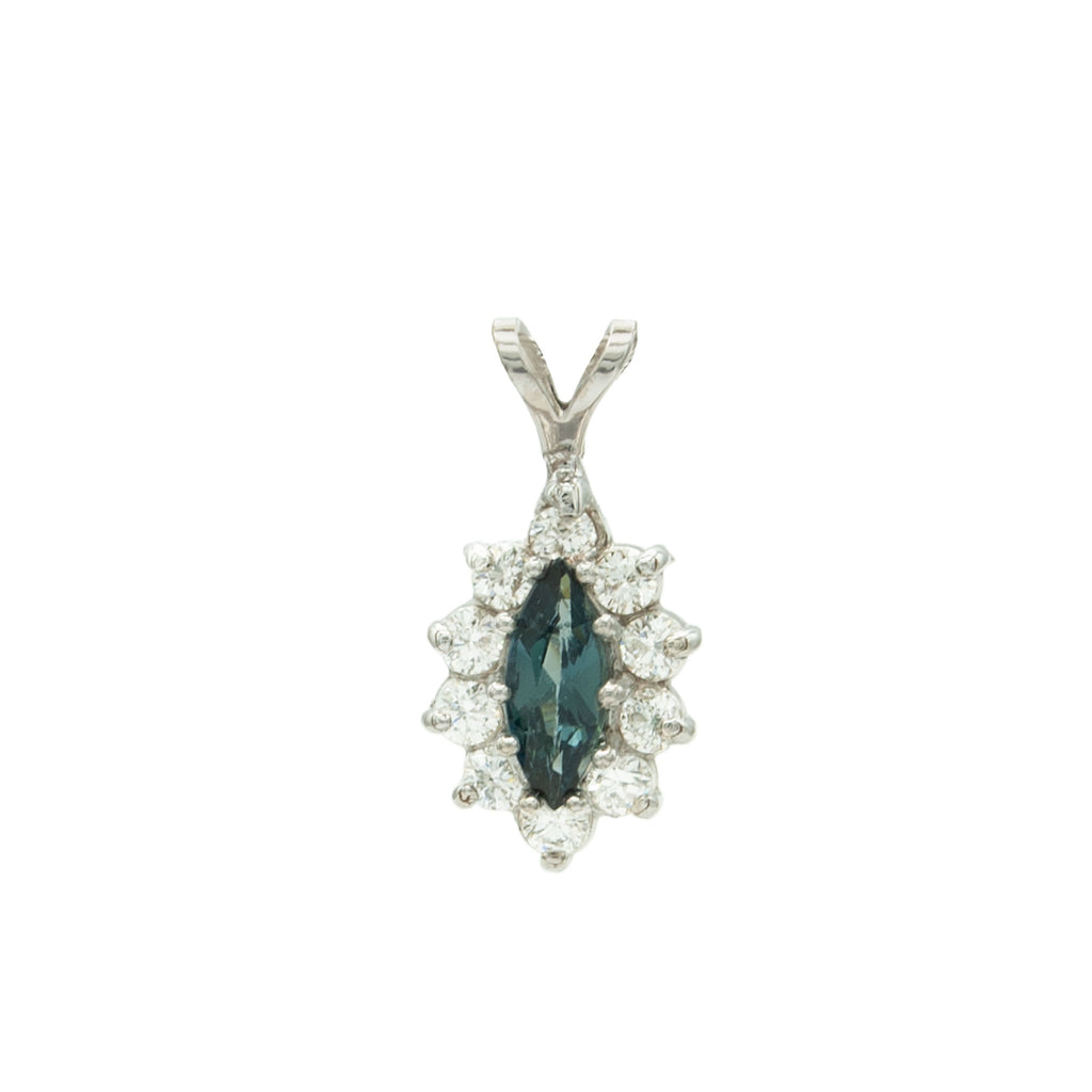 14 Karat Marquise Sapphire and Diamond Pendant